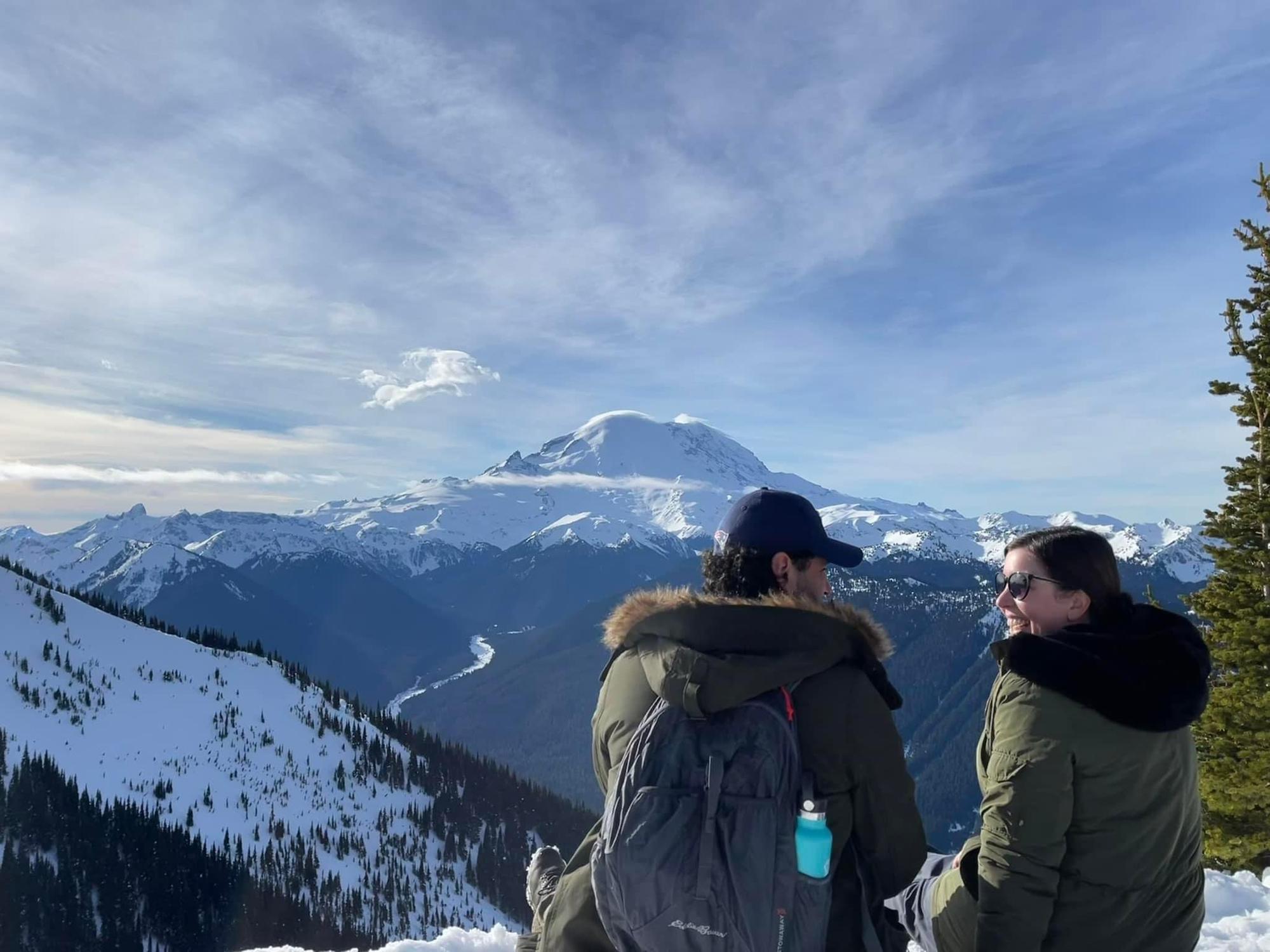 Taking in the epic PNW views on one sleeping giant looking at another: Crystal Mountains view of Mt. Rainier.