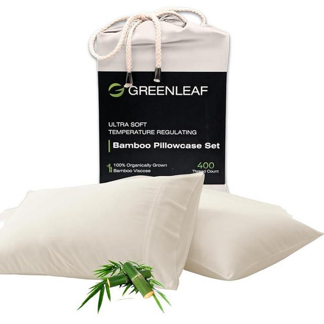 Greenleaf King Pillow Cases Set of 2 | Ultra-Soft Pillow Covers | Envelope Closure | Organically Grown | 100% Viscose Derived from Bamboo Pillowcase | Breathable & Cooling Pillow Cases, Ivory