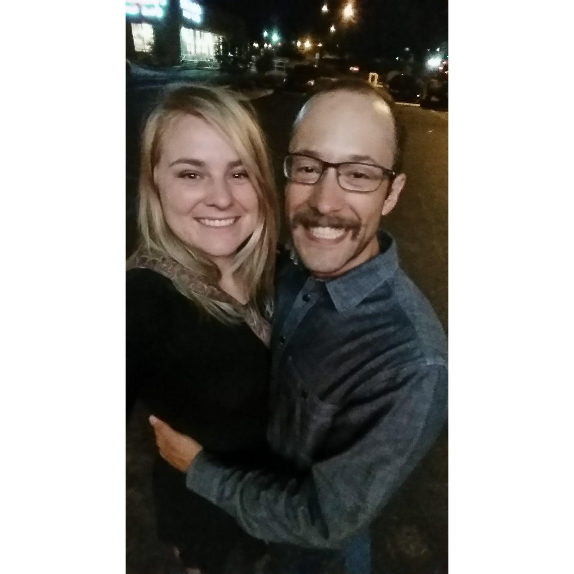 Date night, September 2016. Yes, the stache.