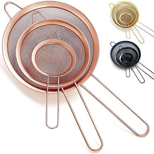 Rose Gold Fine Mesh Strainer 3 Pieces Set