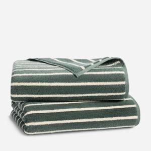 Super-Plush Turkish Cotton Bath Sheet Bundle, Striped Botanical Green