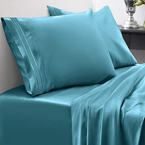 Sweet Home Collection 1800 Thread Count Bed Set Egyptian Quality Brushed Microfiber 4 Piece Deep Pocket Sheets, Queen, Teal