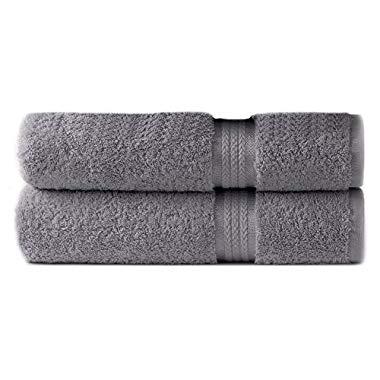 COTTON CRAFT - 2 Pack Ultra Soft Oversized Extra Large Bath Sheet 35x70 Charcoal - Weighs 33 Ounces - 100% Pure Ringspun Cotton - Luxurious Rayon Trim, Ideal for Everyday use - Easy Care Machine wash