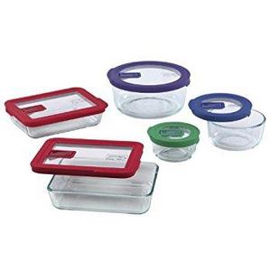 Pyrex 10 Piece Ultimate Food Storage Set, White/Clear