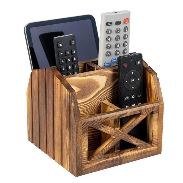 FARM IN Remote Control Holder,TV Remote Holder,Remote Caddy,Solid Wood Remote Control Holder with Farmhouse Design