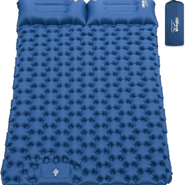 HiiPeak Sleeping Pad for Camping- Ultralight Inflatable Sleeping Mat with Built-in Foot Pump, Upgraded Durable Compact Camping Air Mattress for Tent, Backpacking, Hiking (New Blue Double)