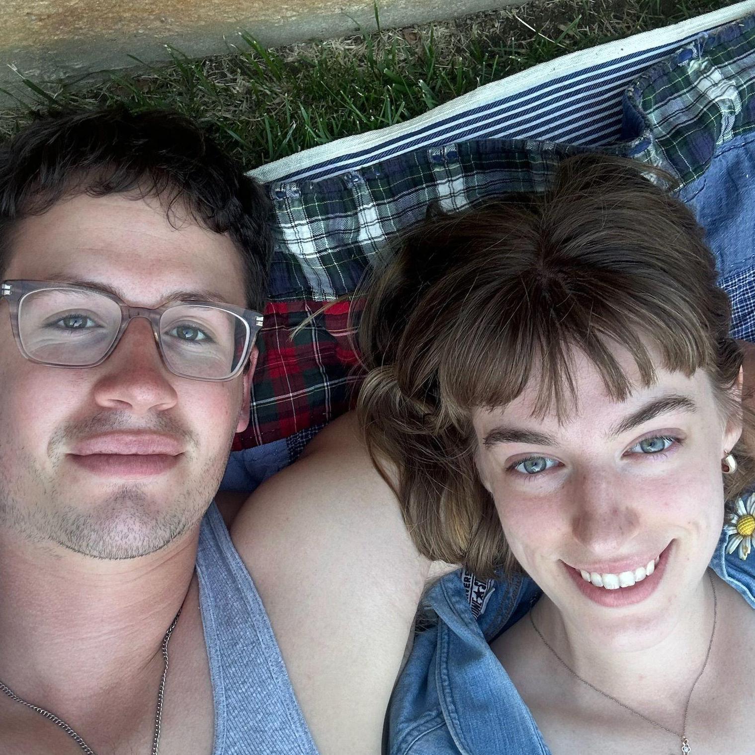 Grace and John-Luc had a picnic and watched Monty Python and the Holy Grail at the Newfields Summer Film Festival. This is one of her favorite photos of the two of them.