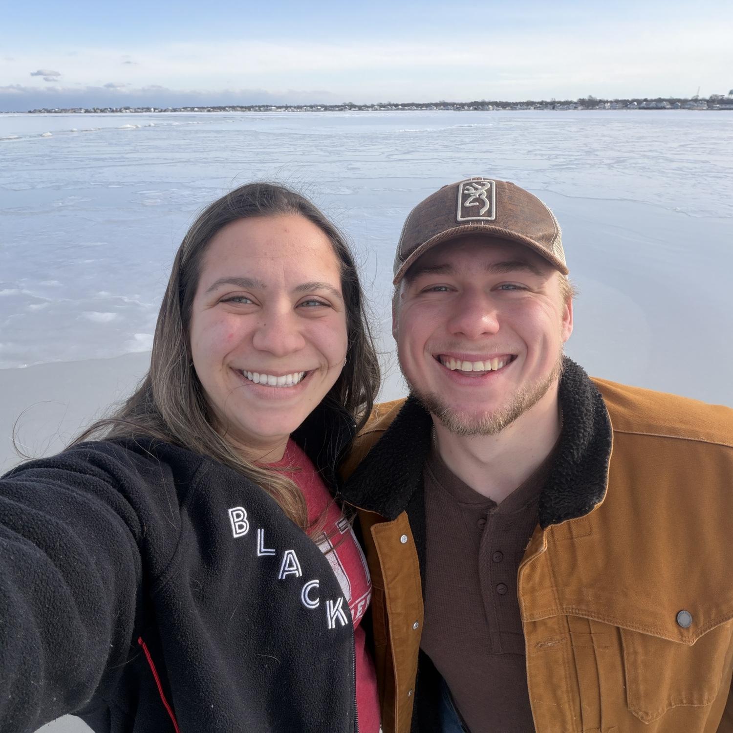 Toms River is frozen! We’re in the spot we got engaged ❤️ 1/31/26