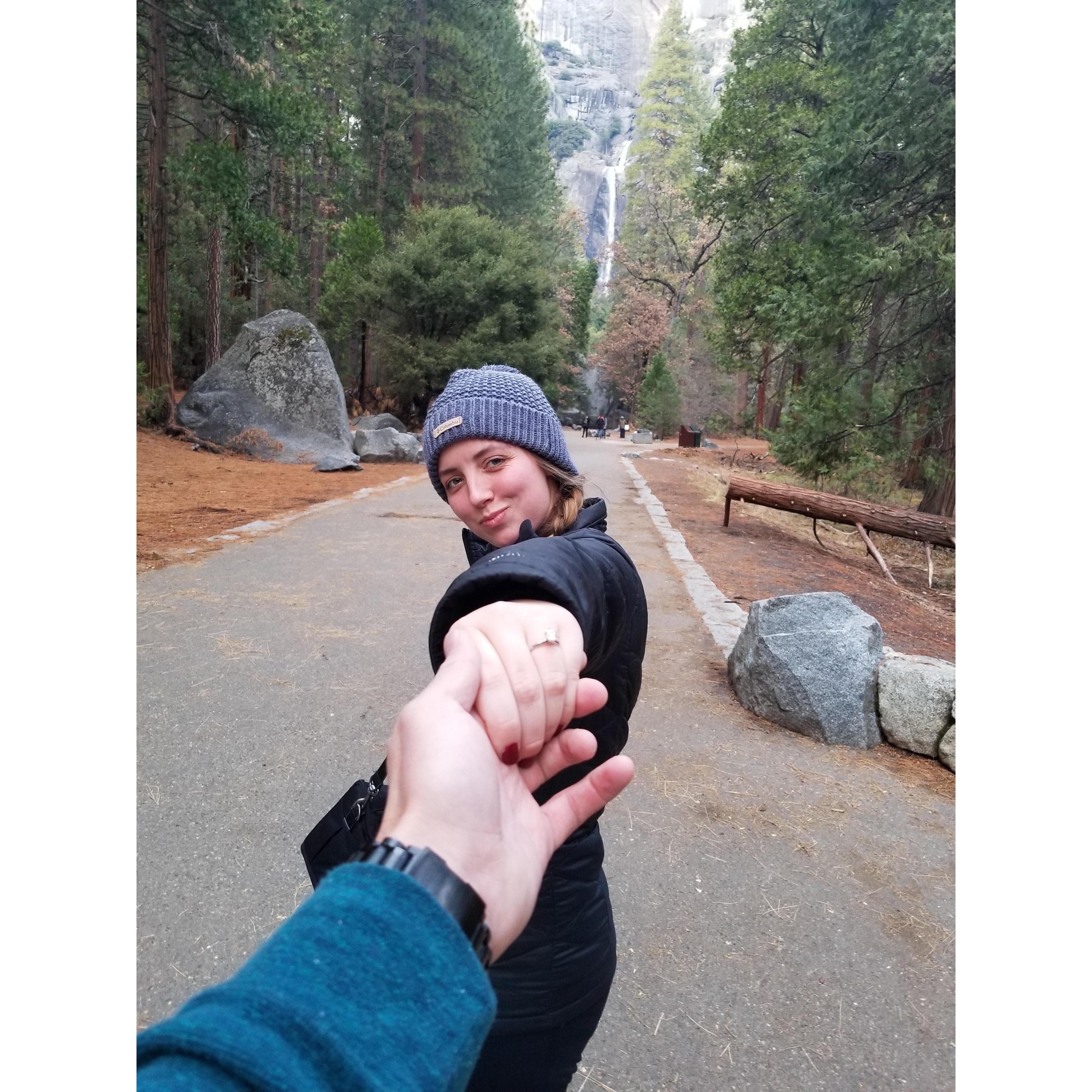 The waterfall where Matt proposed in Yosemite National Park!
