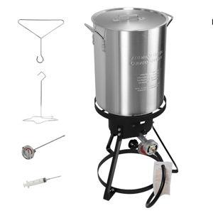 Red Mountain Valley 30 Qt Propane Deep Fryer, Seafood Boiler, Large Outdoor Camping Deep Fryer With Thermometer, 50,000 BTU Gas Burner, 30qt Stock Pot, Outdoor Cooking for Crawfish, Seafood