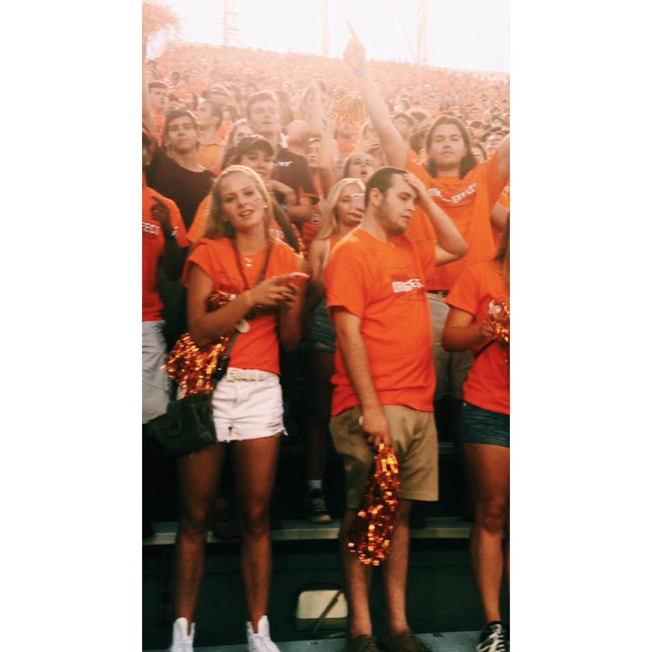 First picture of us to exist.  Season football tickets in the same group