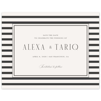 Beige Bordered Wedding Digital Save the Date - Azelie Landscape