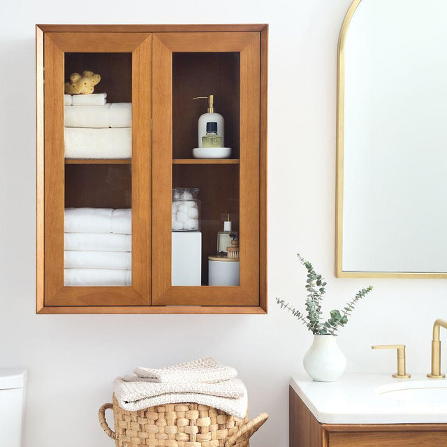 Mid Century Bath Xl Storage Cabinet, Acorn