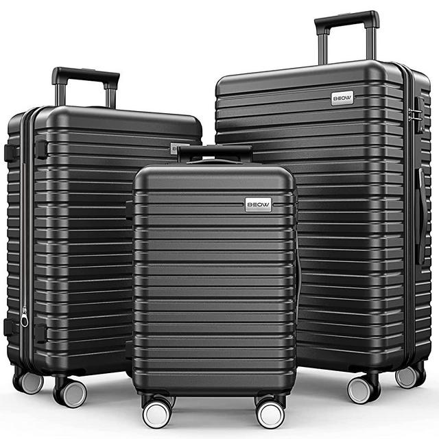 BEOW Luggage Set Clearance Lightweigh Suitcases with Wheels ABS Durable Travel 3 Piece Set with TSA Lock20/24/28(Grey)