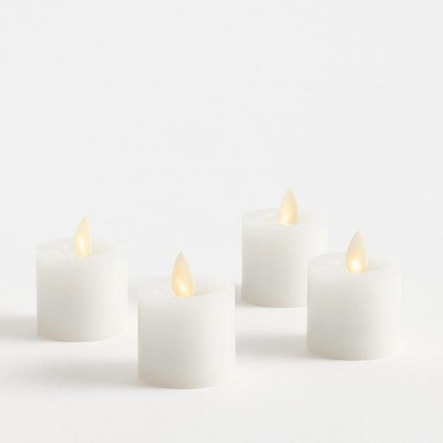 Premium Flameless Votive: White-Wax: Set of 4
