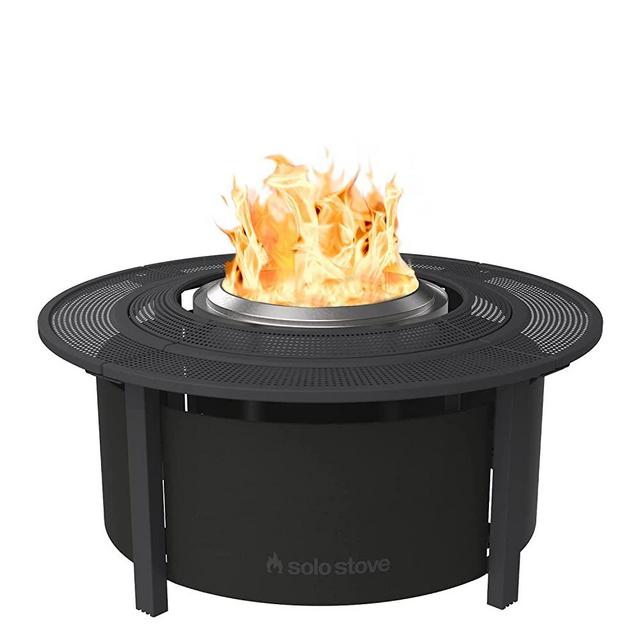 Solo Stove Fire Pit Surround Tabletop, Small | Elevation for Ranger and Bonfire Wood Burning Outdoor Fire Pit, Powder-Coated Steel/UV-Resistant Outdoor Fabric, Dimensions (HxDia): 20 x 42 in, Black