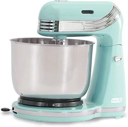 Dash Stand Mixer (Electric Mixer for Everyday Use): 6 Speed Stand Mixer with 3 qt Stainless Steel Mixing Bowl, Dough Hooks & Mixer Beaters for Dressings, Frosting, Meringues & More - Aqua