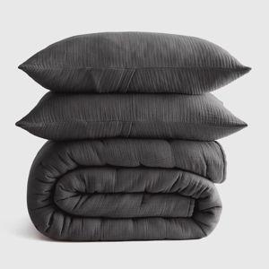 Organic Airy Gauze Dream Quilt Set - Charcoal, King/Cal King