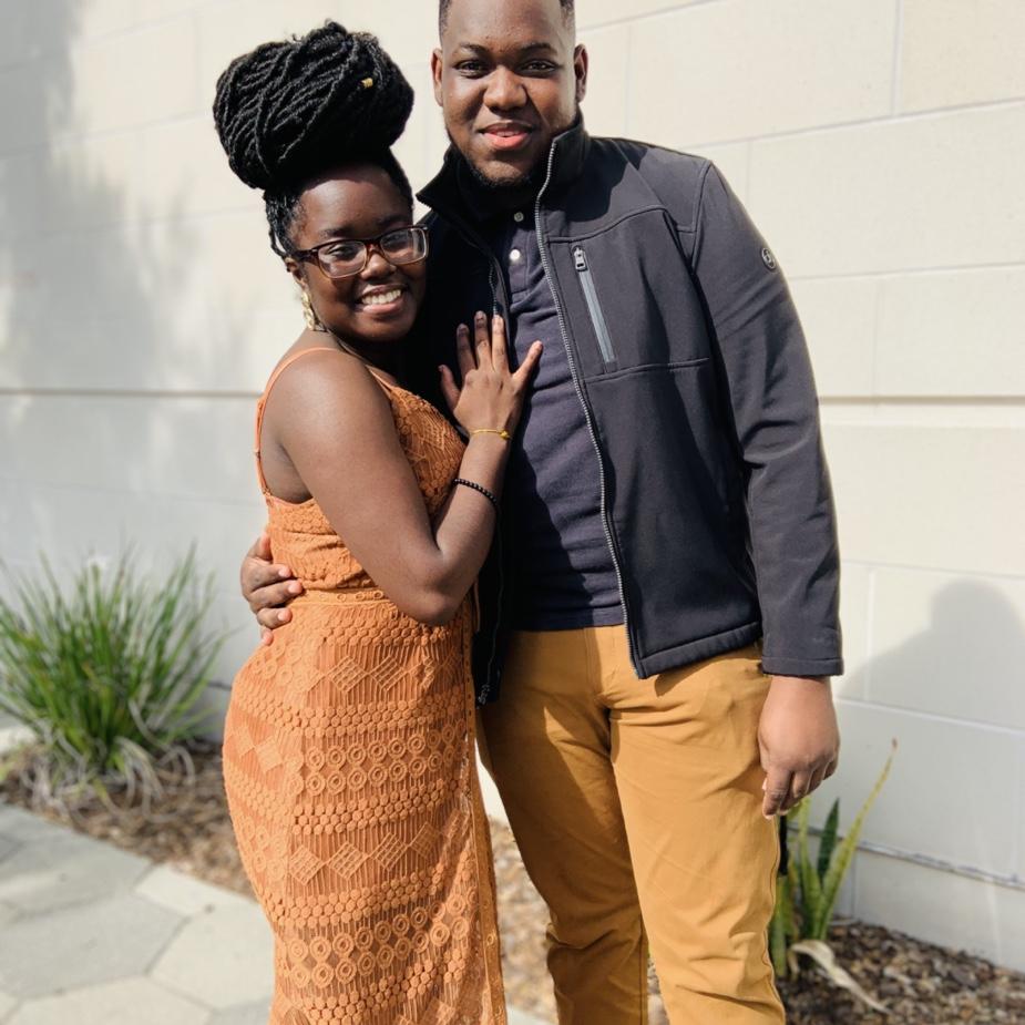 Matching outfits at a surprise birthday dinner in 2021!