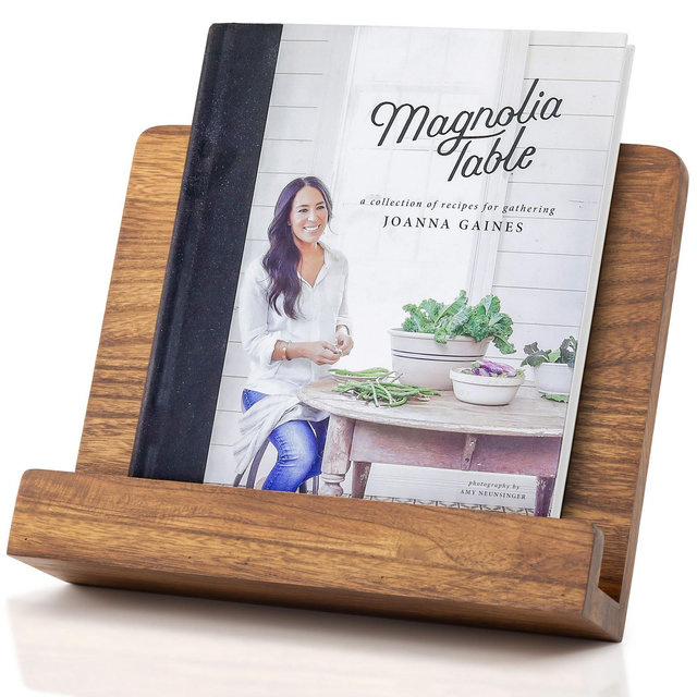 ZICOTO Wooden Cookbook Stand for Kitchen Counters – Solid Wood Holder Keeps Recipe Books Open and Fits Tablets or iPads – Enhances Any Kitchen Decor