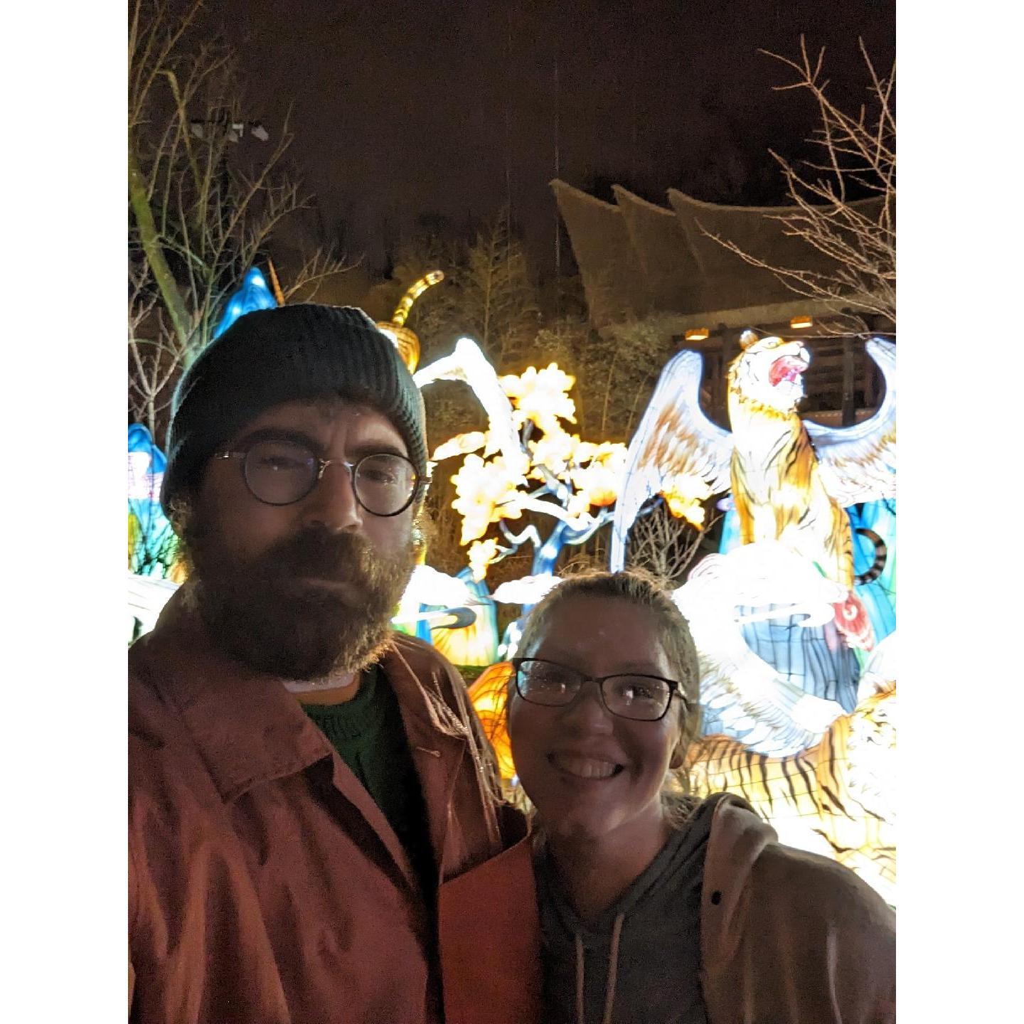We decided to check out a light show at the Nashville zoo...it started pouring rain!