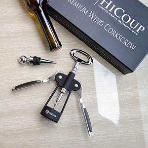 Wing Corkscrew Wine Opener by HiCoup - All-in-one Wine Corkscrew and Bottle Opener With Bonus Wine Stopper in a Deluxe Presentation Box