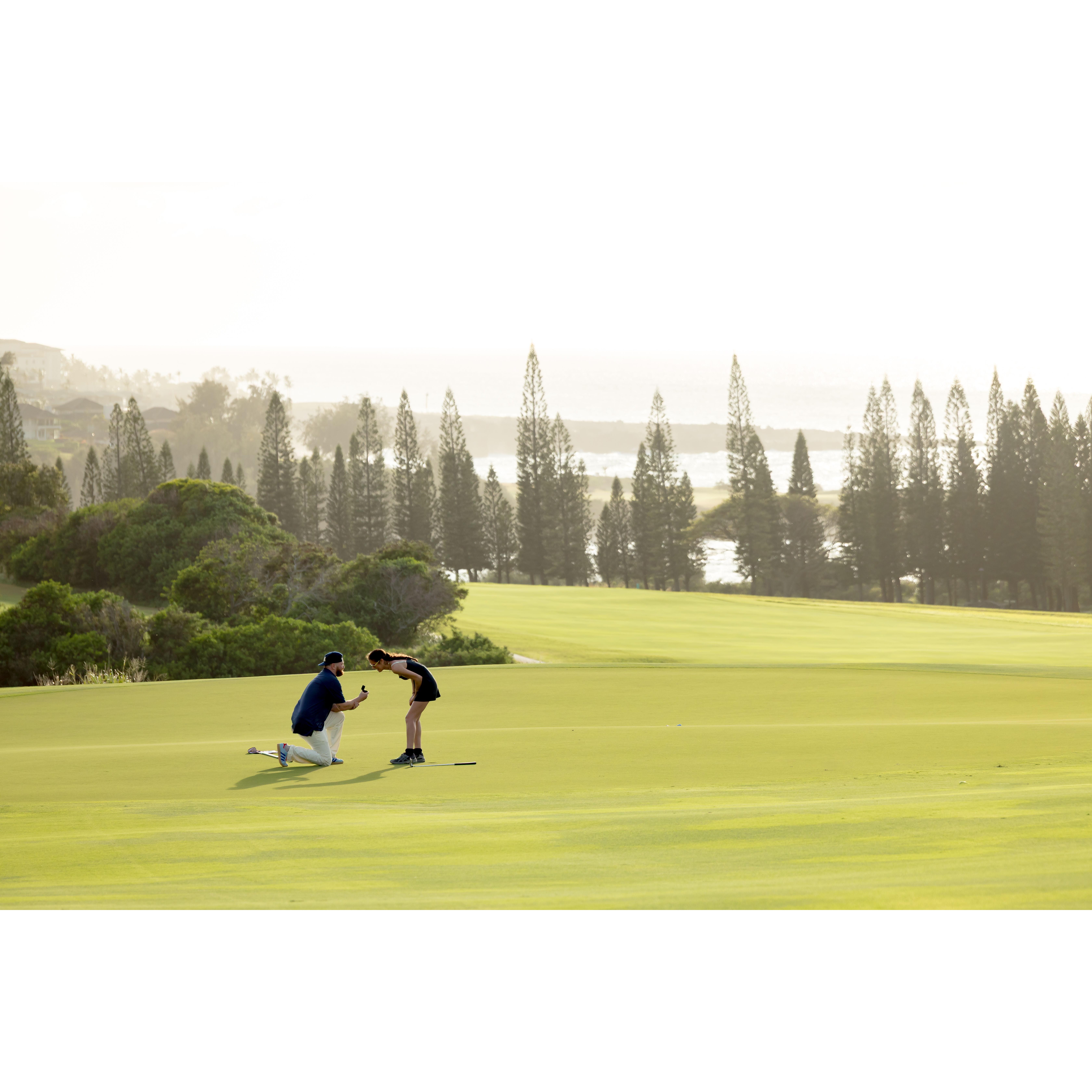 The proposal! 18th Hole on Kapalua Golf Course, Maui