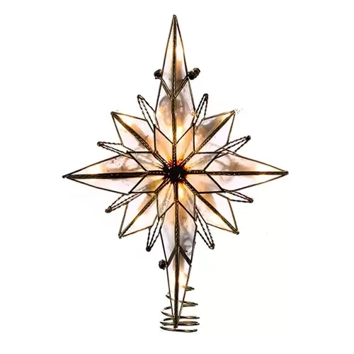 Kurt Adler 10" Multi-Point Star of Bethlehem Glass Gem Christmas Tree Topper - Clear Lights