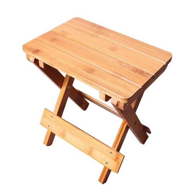 HomDSim Bamboo Wood Folding Stool Seat Portable Household Step Stool Multfunctional for Bathroom,Living Room,Bedroom,Laundry Room or Garden Fishing (Large(28.5x19.5x31.5cm)