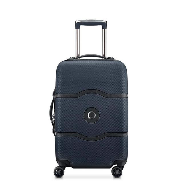 DELSEY Paris Chatelet Hardside Luggage with Spinner Wheels, Black, Checked-Medium 24 Inch, No Brake