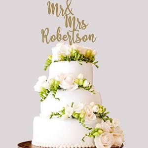 Wedding Cake Topper, Cake Topper, Custom Cake Topper, Personalized Topper, Rustic Cake Topper, Mr and Mrs Cake Topper, Bride and Groom, CT15