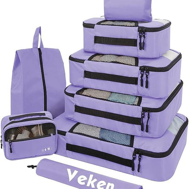 8 Set of Various Colored Packing Cubes in 4 Sizes (Extra Large, Large, Medium, Small),Veken Packing Cubes for Travel Accessories Travel Essentials, Luggage Organizer Bags for Carry on Suitcases