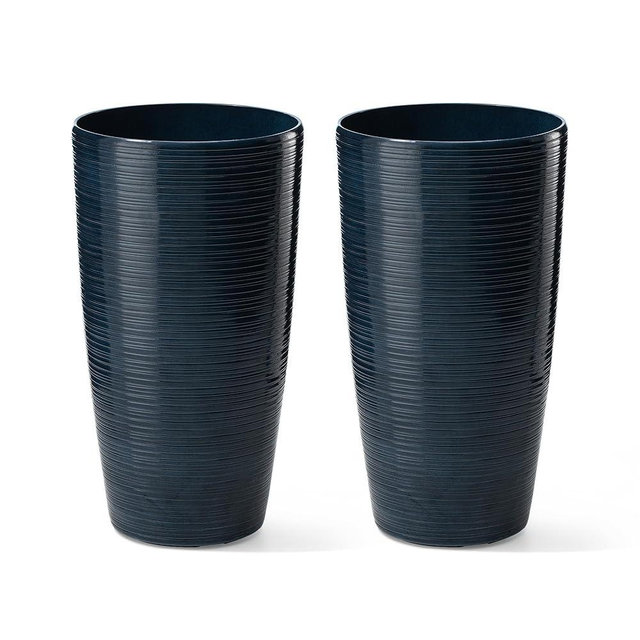 Glitzhome 22.5"H Oversized Tall Plnters, Large Planters for Outdoor Plants, Faux Ceramic Textured Turquoise Tall Planter with Drainage Holes, Large Flower Pots for Porch Outdoor Indoor Garden,Set of 2