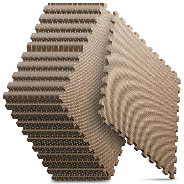 Home Gym Mat, Puzzle Exercise Mat, EVA Interlocking Foam Floor Tiles for Home Workout Equipment and Kids' Play Areas - Blue, 24 in x 24 in x ½ in - (Brown, 24 Pack(96 SQ FT))