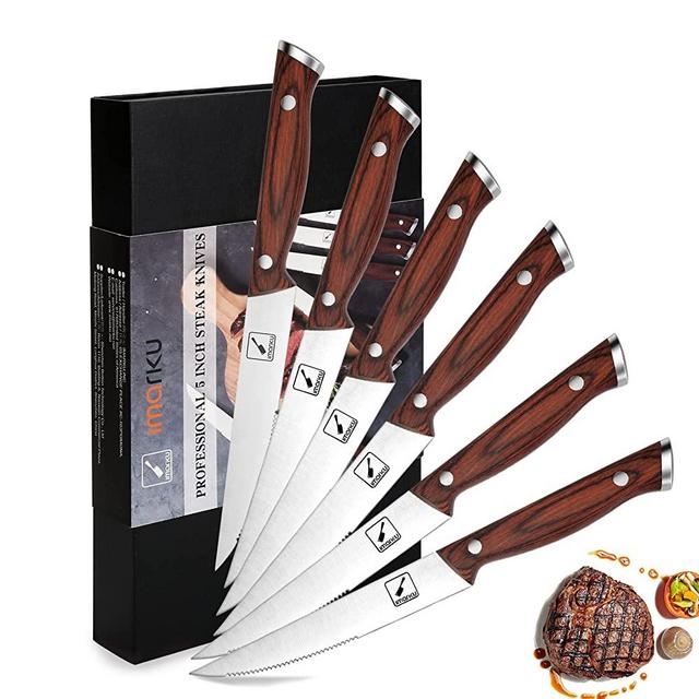 Astercook Steak Knife, Steak Knives Set of 6 with Sheath, Dishwasher Safe  High C