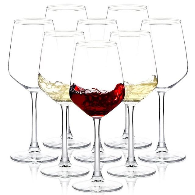 Wine Glasses Set of 8, 12oz Clear Red/White Wine Glasses, Long Stem Wine Glasses for Party, Wedding and Home