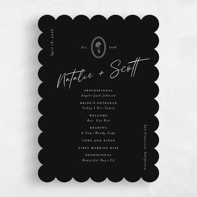 Black Scalloped Wedding Program - Gemma