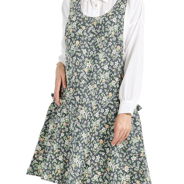 APRONNER Cozy Adjustable Cross Back Aprons for Women with Pockets Cotton Linen Cooking Kitchen Baking
