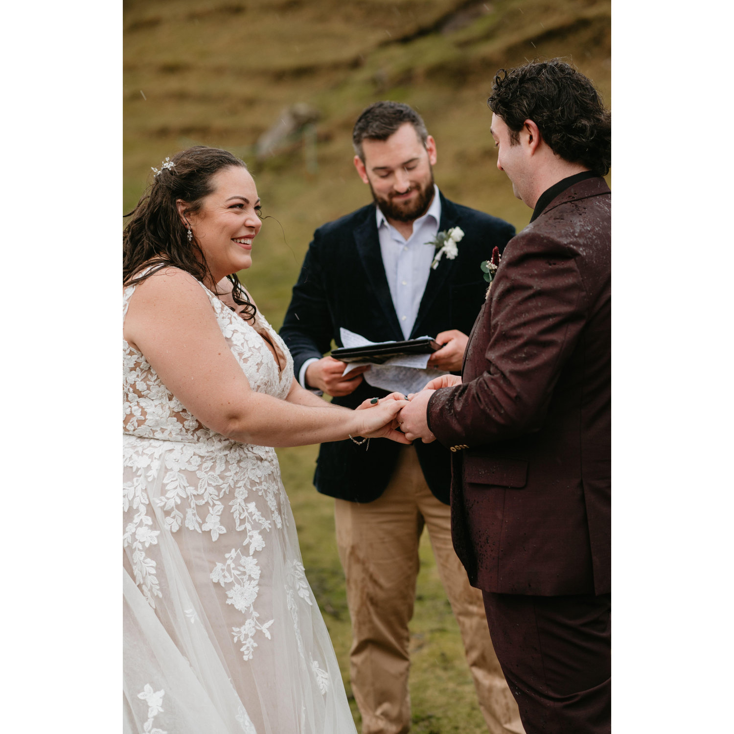 We both had stand-in bands after we got married in December '22, but bought our forever bands for this ceremony!
