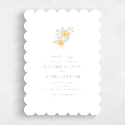 Green Scalloped Wedding Invitation - Orchidea Bloom