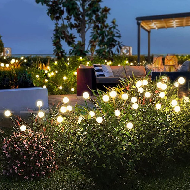 Solar Garden Lights - 4 Pack 12 LED Solar Firefly Lights with 2 Lighting Mode, Sway by Wind, Waterproof Solar Outdoor Lights, Solar Pathway Lights Outdoor for Yard Patio Walkway Decoration, Warm White