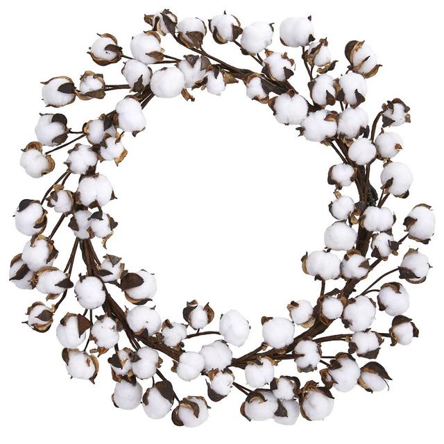 Nearly Natural 20" Cotton Ball Wreath