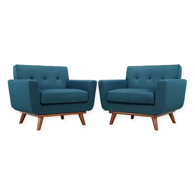 Modway Engage Wood 2-Piece Armchair Set in Azure