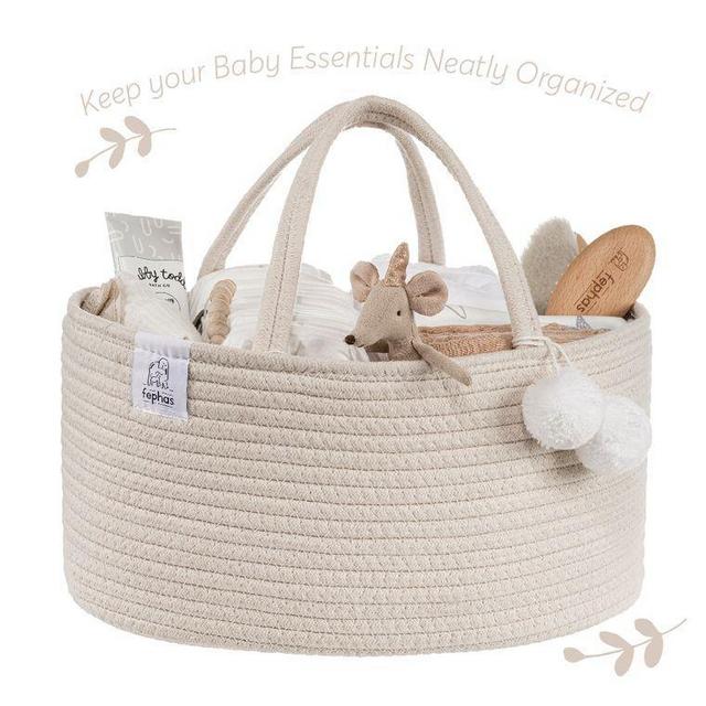 Organic Rope Diaper Caddy and Organizer