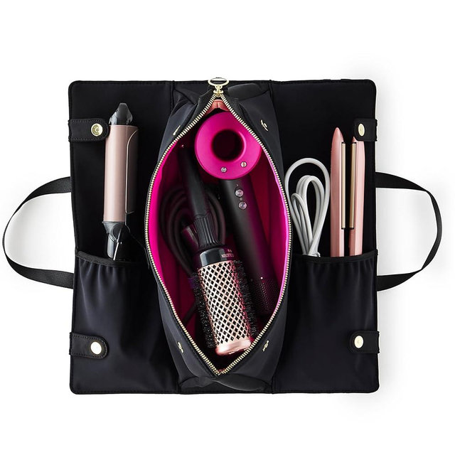 KUSSHI Hair Tools Bag - Oprah’s Favorite Things Winner - Neoprene Hair Tools Travel Bag & Hair Accessories Organizer Case (Black)