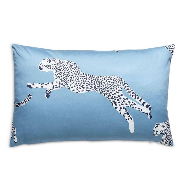Scalamandre Leaping Cheetah Lumbar Decorative Pillow, 22" x 14"
