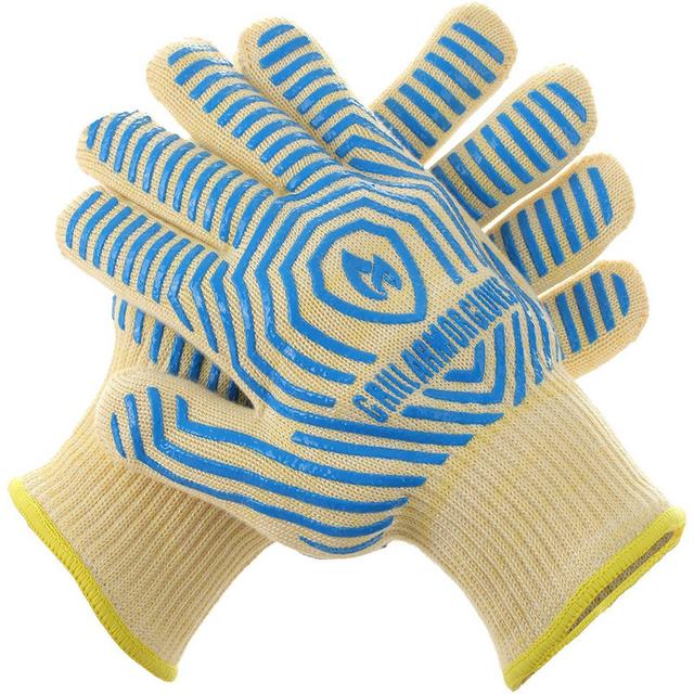 Grill Armor 932°F Extreme Heat Resistant Oven Mitts - EN407 Certified BBQ Gloves For Cooking, Grilling, Baking or Pot Holders - Blue