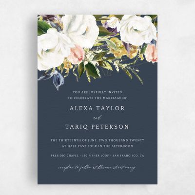 Navy, Blue Wedding Invitation - Octavia Portrait