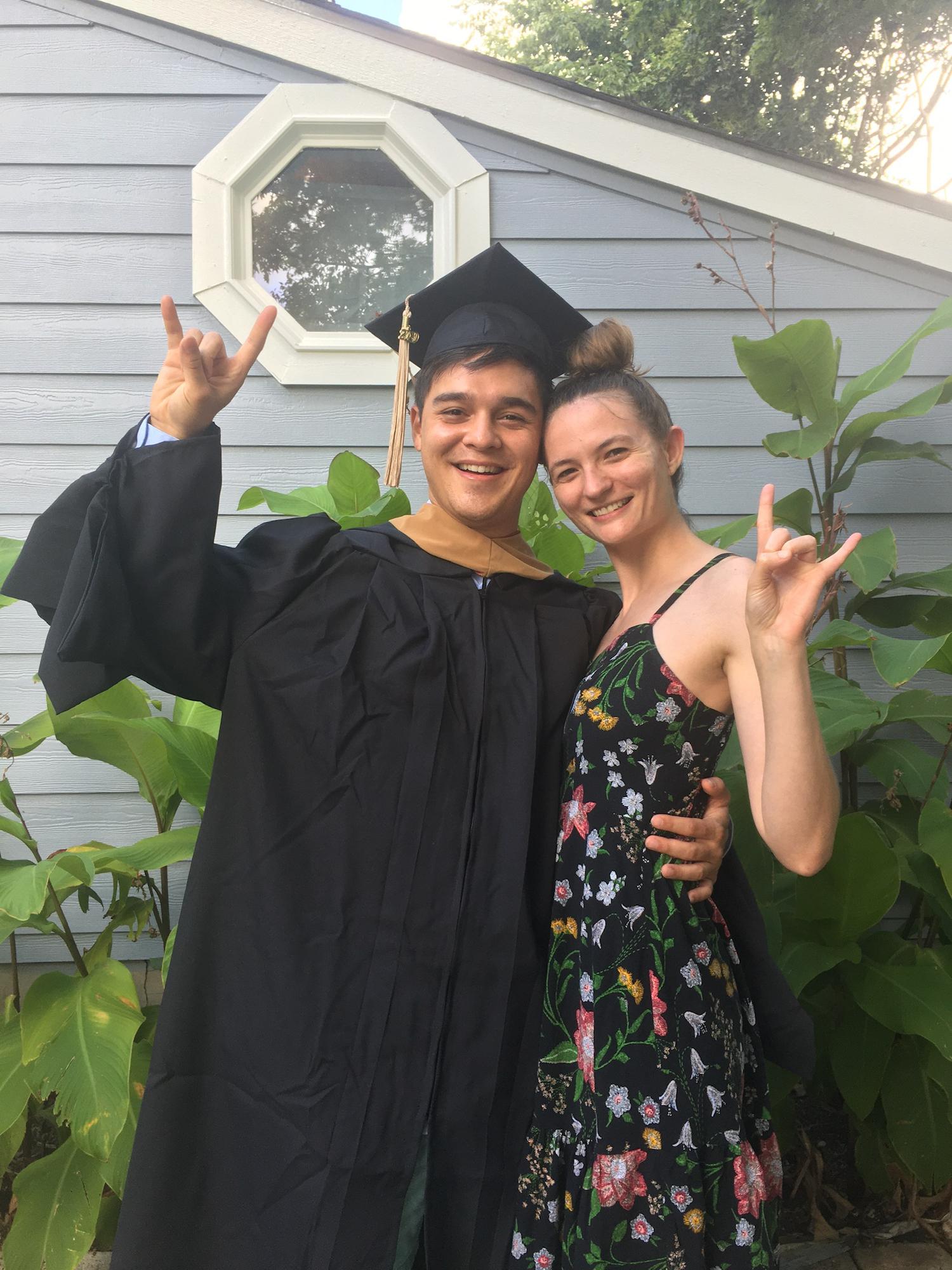 Sam and Evelyn both graduated with masters degrees during med school.