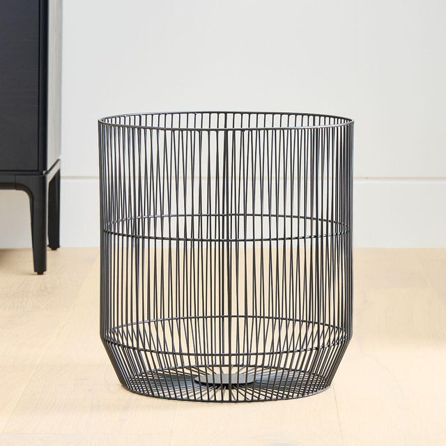 Fine Line Metal Round Basket, Large, 15.5"D x 16.5"H, Black